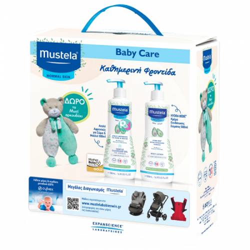 Mustela Baby Care Set Απαλό Αφροντούς Για Σώμα/Μαλλιά 500ml & Hydra Bebe Κρέμα Ενυδάτωσης Σώματος 500ml & Δώρο  Musti Αρκουδάκι