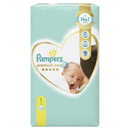 Pampers Premium Care New Born (2-5kg) 52τμχ