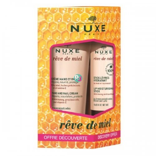 Nuxe Bee Happy Set Reve De Miel Hand & Nail Cream 30ml + Lip Moisturizing Stick 4gr