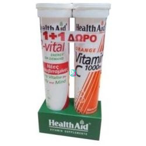Health Aid B-Vital 20 Αναβράζουσες Ταμπλέτες + Δώρο Vitamin C 1000mg 20 Αναβράζουσες Ταμπλέτες 