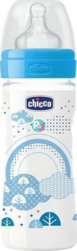 Chicco Well-Being Plastic Bottle With Silicone Teat 2m+ Medium Flow Blue 250ml