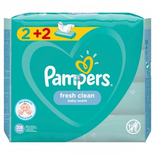 Pampers Fresh Clean  Μωρομάντηλα 2+2 (4x52)