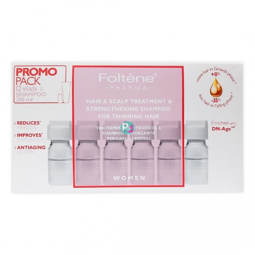 Foltene Pharma Promo Pack Hair & Scalp Treatment For Women 12Vials x 6ml & Shampoo 200ml