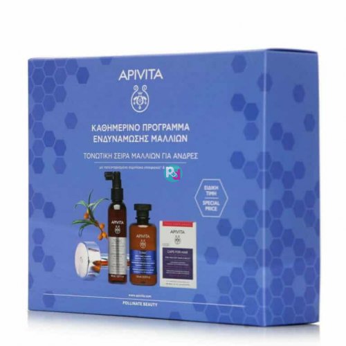 Apivita Promo Rescue Kit Men's With Rescue Hair Loss Tonic Shampoo For Men 250ml + Anti-Hair Loss Lotion 150ml + Nutritional Supplement For Healthy Hair & Nails 30 caps