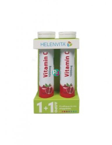 Helenvita Vitamin Pomegranate Flavor 1000mg 20 Effervescent Tablets 1+1 Gift