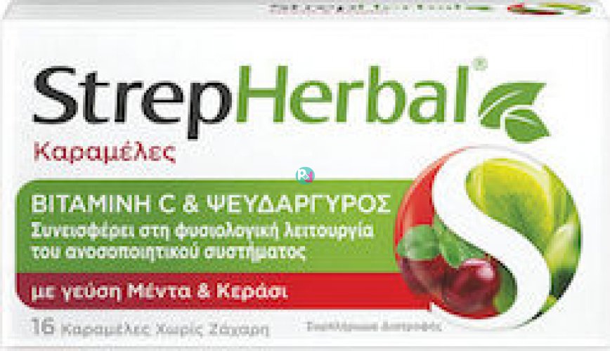 StrepHerbal Candies with Mint and Cherry 16pcs