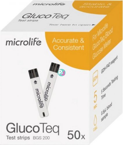  Microlife GlucoTeq Blood Sugar Test Strips, 50 pcs