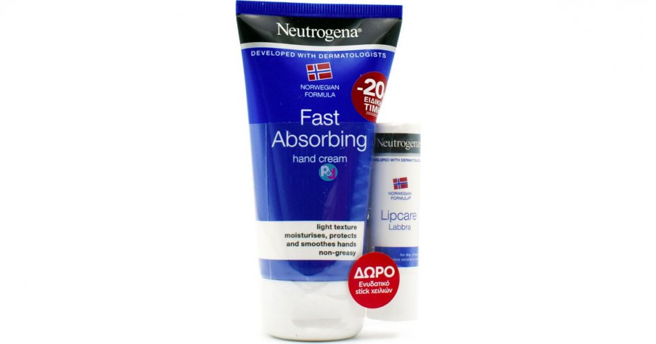 Neutrogena Promo Fast Absorbing Hand Cream Κρέμα Χεριών Άμεσης Απορρόφησης 75ml + Δώρο Lip Moisturizer Ενυδατικό Στικ Χειλιών 4.8gr