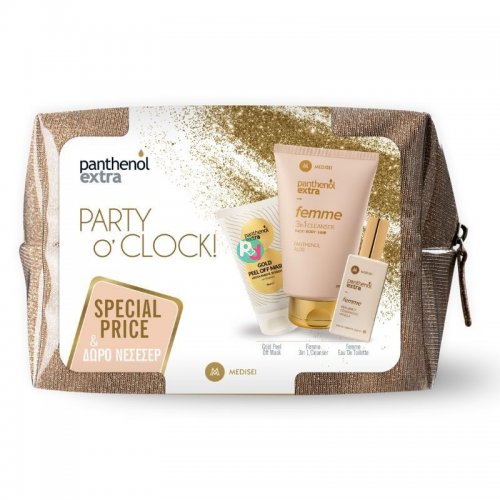 Medisei Panthenol Extra Party O'clock Women Perfume 50ml, Shower Gel and Shampoo 200ml, Face Mask 75ml