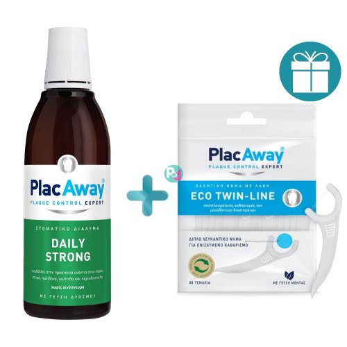  PlacAway Daily Mild Mouthwash 500ml & Gift Eco Twin-Line Flosser 30 pieces