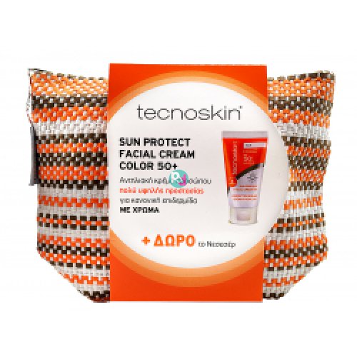 Tecnoskin Promo Sun Protect Facial Cream Color SPF 50+ 50ml & Gift Bag