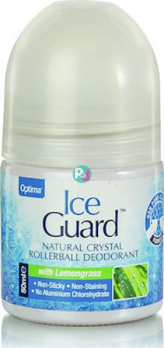 Optima Ice Guard Natural Crystal Roll On Deodorant Lemongrass 50ml
