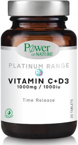 Power of Nature Platinum Range Vitamin C & D3 1000 mg / 1000 IU Time Release 30 tabs