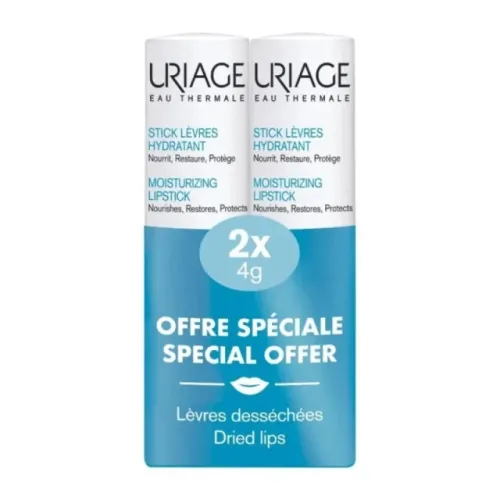 Uriage Promo Stick Levres Moisturizing Lipstick Ενυδατικό Στικ για Ξηρά & Πολύ Ξηρά Χείλη 2x4g