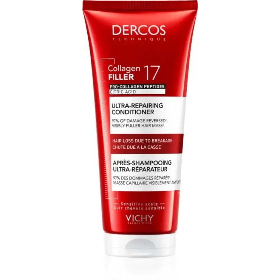 Vichy Dercos Collagen Filler 17 Ultra Repairing Conditioner Μαλακτική Κρέμα Μαλλιών Κατά Της Τριχόπτωσης & Της Θραύσης Των Μαλλιών 200ml