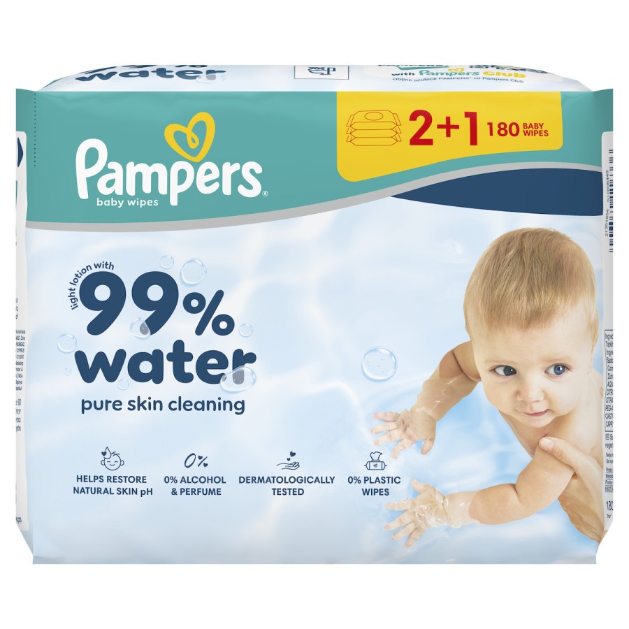 Pampers Water 99% Wipes Μωρομάντηλα 3x60τμχ