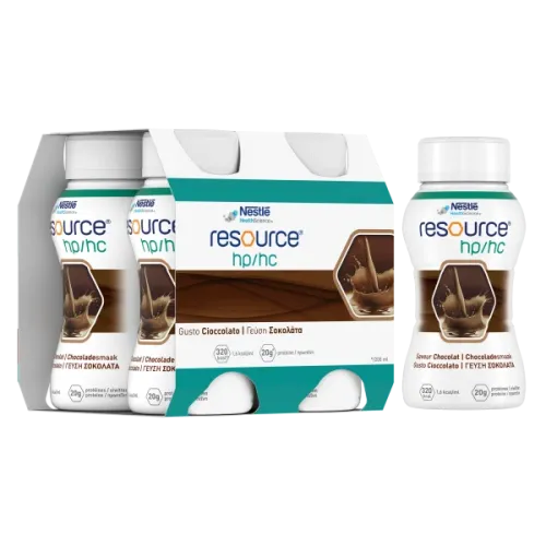 Nestle Resource HP/HC Chocolate Πόσιμο Θρεπτικό Σκεύασμα Υψηλής Περιεκτικότητας Σε Πρωτεΐνη & Ενέργεια Γεύση Σοκολάτα 4x200ml