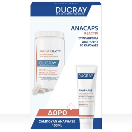 Ducray Promo Anacaps Reactiv 90Caps + Δώρο Anaphase Σαμπουάν κατά της Τριχόπτωσης 100ml