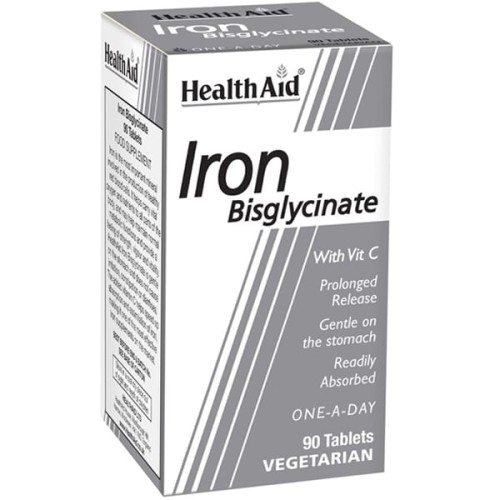 Health Aid Iron Bisglycinate With Vitamin C 90 Tabs