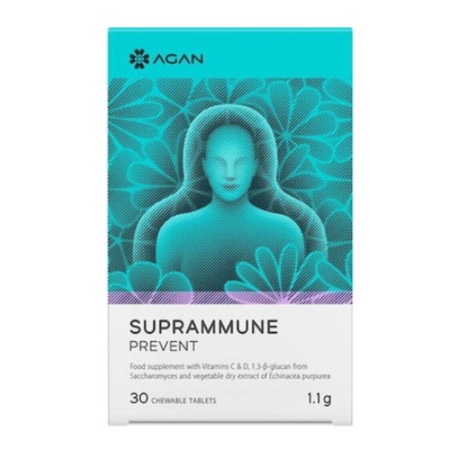 Agan Suprammune Prevent Συμπλήρωμα Διατροφής για την Ενίσχυση της Άμυνας 30 Μασώμενα Δισκία