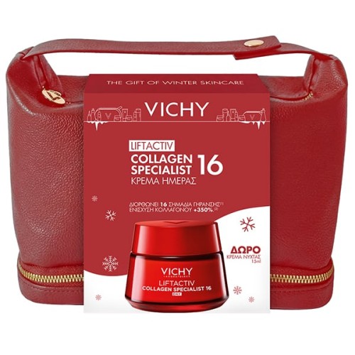 Vichy Xmas Promo Liftactiv Collagen Specialist 16 Αντιγηραντική Κρέμα Ημέρας 50ml & Δώρο Liftactiv Collagen Specialist 16 Κρέμα Νύχτας 15ml & Νεσεσέρ