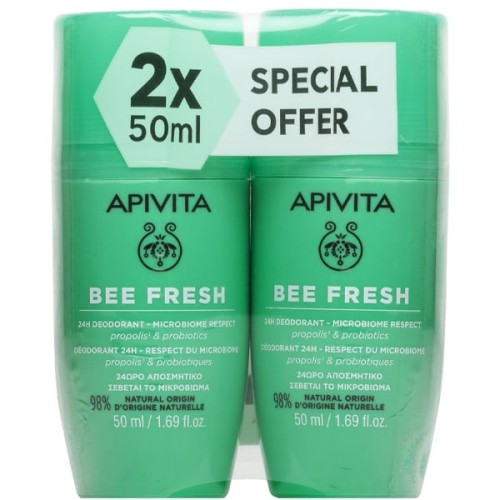 Apivita Promo Bee Fresh Αποσμητικό Roll On 24H Δράσης 2x50ml