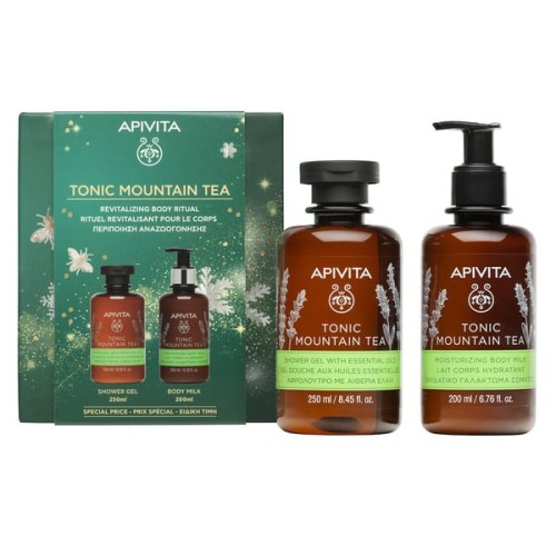 Apivita Tonic Mountain Tea Αφρόλουτρο με Πράσινο Τσάι & Αιθέρια Έλαια 250ml & Tonic Mountain Tea Γαλάκτωμα με Περγαμόντο & Πράσινο Τσάι 200ml