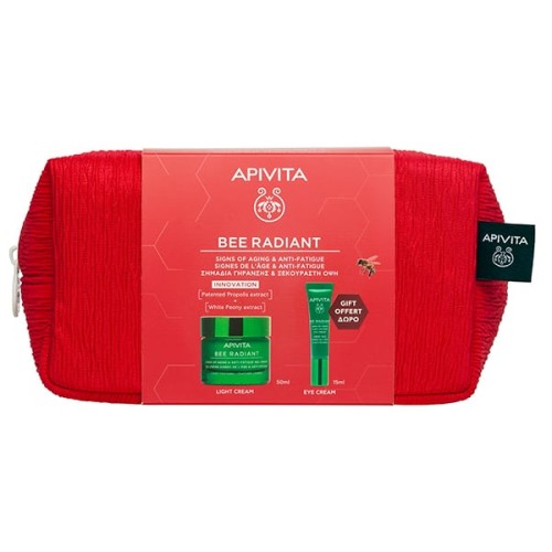 Apivita Bee Radiant Promo με Κρέμα Ελαφριάς Υφής για Σημάδια Γήρανσης & Ξεκούραστη Όψη 50ml & Δώρο Κρέμα Ματιών για Σημάδια Γήρανσης & Ξεκούραστη Όψη 15ml & Νεσεσέρ