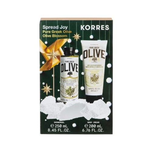 Korres Spread Joy Pure Greek Olive Blossom Shower Gel Αφρόλουτρο 250ml & Pure Greek Olive Blossom Body Milk Ενυδατικό Γαλάκτωμα Σώματος με Άνθη Ελιάς 200ml