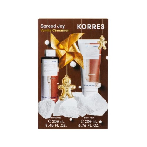 Korres Spread Joy Vanilla Cinnamon Αφρόλουτρο 250ml & Γαλάκτωμα Σώματος με Άρωμα Βανίλια & Κανέλα 200ml