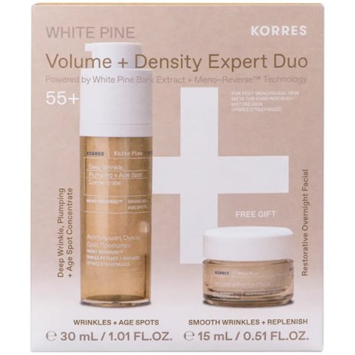Korres Volume + Density Expert Duo White Pine t Ορός Αναπλήρωσης Όγκου 30ml & Δώρο Restorative Overnight Facial Κρέμα Νύχτας Αναπλήρωσης Όγκου, 15ml