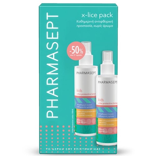 Pharmasept Promo Kids X-Lice Protective Lotion Παιδική Αντιφθειρική Λοσιόν Χωρίς Άρωμα 2x100ml (-50% στο 2ο Προϊόν)