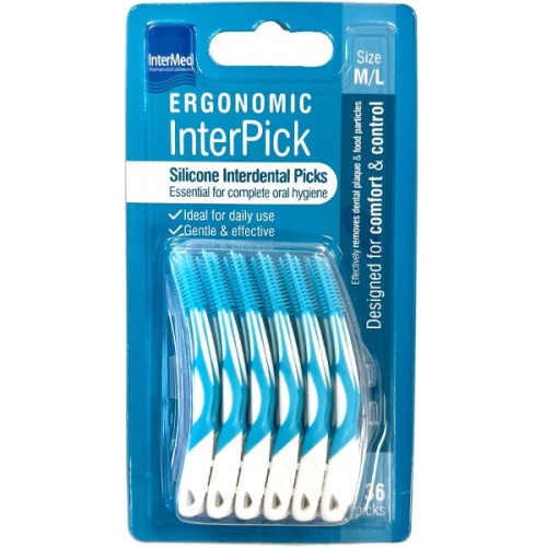 Intermed Ergonomic InterPick Σιλικονούχα Μεσοδόντια Βουρτσάκια M/L 36τμχ