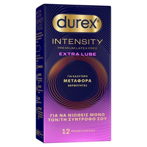 Durex Intensity Premium Latex Free Extra Lube Εξαιρετικά Λεπτά Προφυλακτικά Με Έξτρα Λιπαντικό 12τεμ