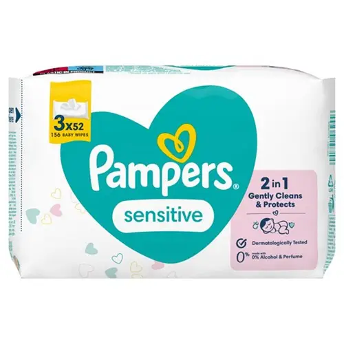 Pampers Sensitive Μωρομάντηλα (2*56τεμ+ 1*56τεμ Δώρο)=168τεμ