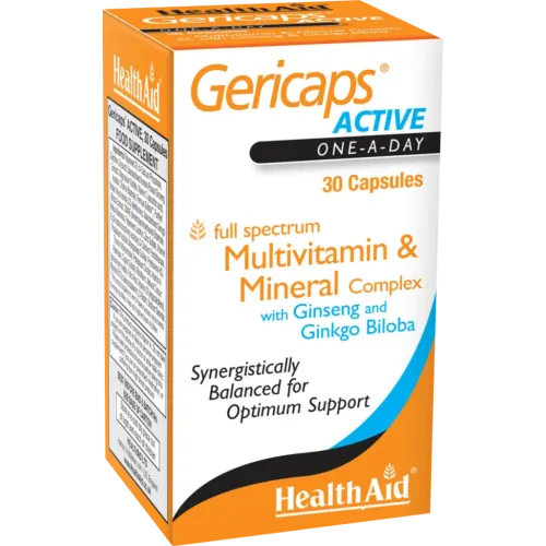 Health Aid Gericaps Active Πολυβιταμίνες με Τζίνσενγκ & Τζίνγκο Μπιλόμπα 30Caps