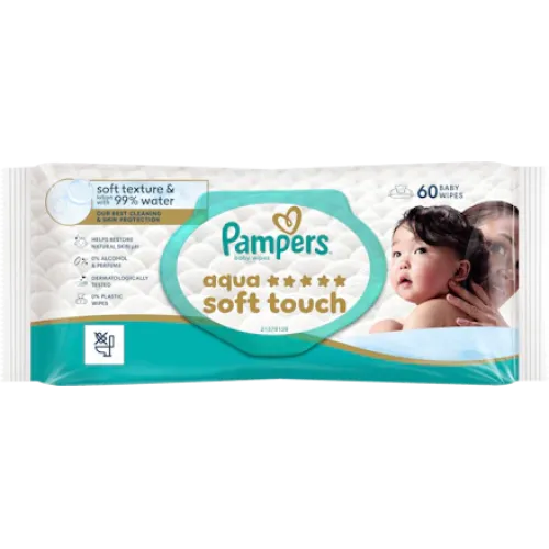 Pampers Aqua Soft Touch Baby 60Wipes