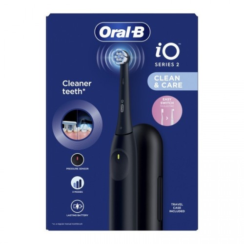 Oral-B iO Series 2 Ηλεκτρική Οδοντόβουρτσα με Αισθητήρα Πίεσης και Θήκη Ταξιδίου Μαύρη