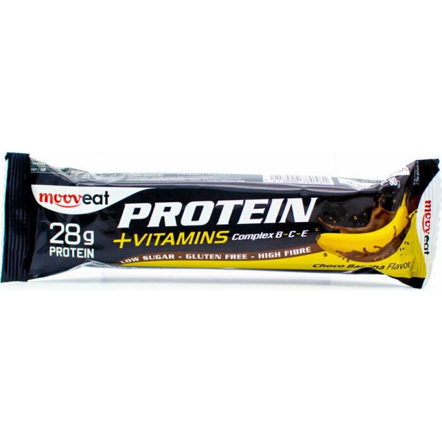Mooveat Protein +Vitamins Μπάρα με 28gr Πρωτεΐνης & Γεύση Σοκολάτα Μπανάνα 80gr