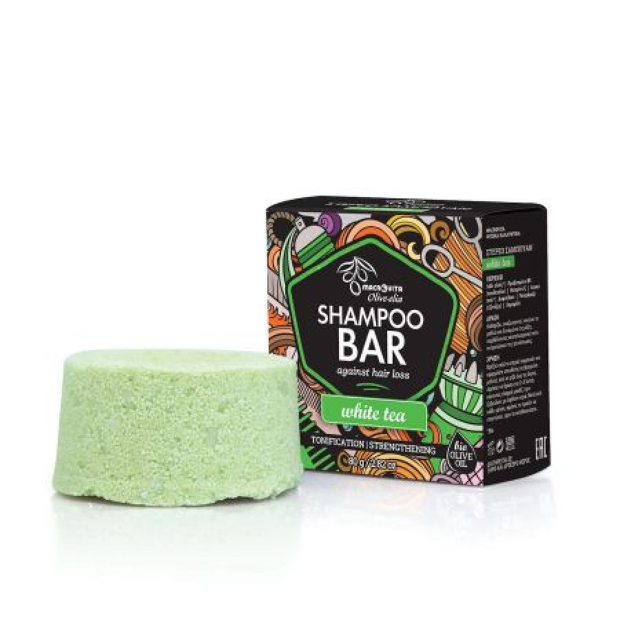 Macrovita Shampoo Bar Στερεό Σαμποάν White tea Κατά της Τριχόπτωσης 80g
