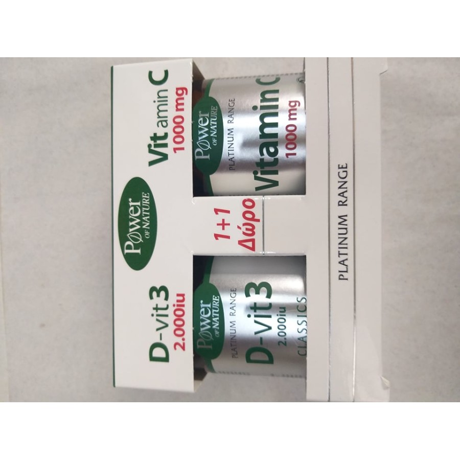 Power Of Nature Platinum Range D-Vit 3 2000iu 60Tabs + Vitamin C 1000mg 20Tabs