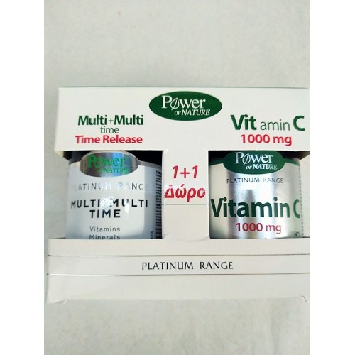Power Of Nature Platinum Range Multi-Multi Time 30Tabs + Vitamin C 1000mg 20Tabs