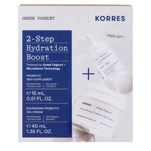 Korres Greek Yoghurt 2-Step Hydration Boost Promo Nourishing Probiotic Gel-Cream 40ml & Gift Probiotic Skin-Supplement Serum 15ml