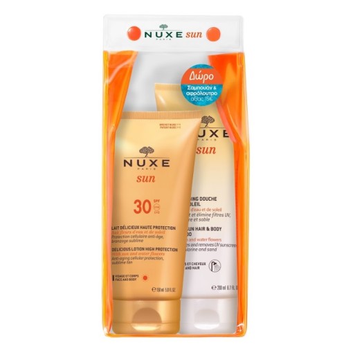 Nuxe Sun Lait SPF30 150ml+ Shampooing Douche Apres Soleil 200ml