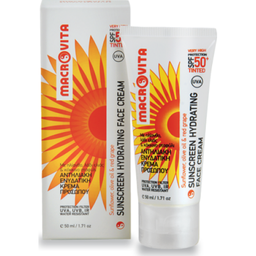 Macrovita Αντηλιακή Ενυδατική Κρέμα Προσώπου Με Χρώμα SPF50 50ml 1+1