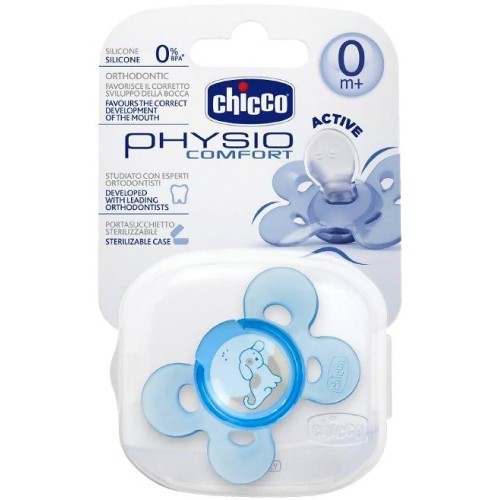 Chicco Πιπίλα Physio Comfort Σιλικόνης 0-6m  Με Θήκη