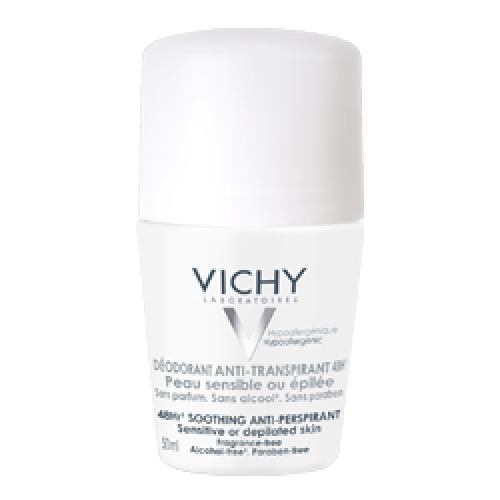 Vichy Deodorant Roll On Αποσμητικό 48Ωρη Ευαίσθητη ή Αποτριχωμένη Επιδερμίδα 50ml