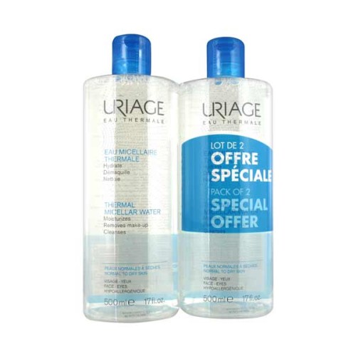 Uriage Eau Micellaire Thermale Για Κανονικό - Ξηρό Δέρμα 500ml + 500ml