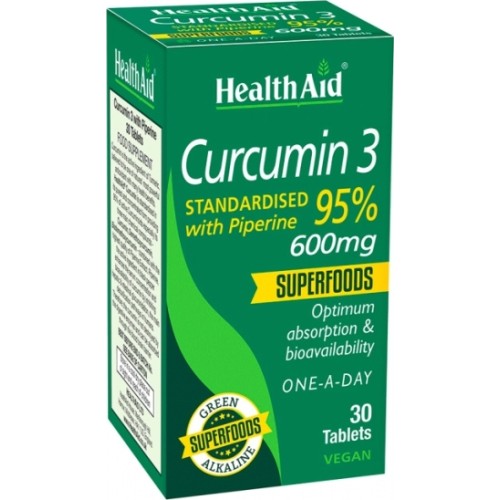 Health Aid Curcumin 3 Με Πιπερίνη 30 Ταμπλέτες