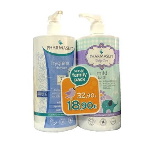 Pharmasept Family Pack Hygienic Shower 1lt. + Baby Mild Bath 1lt.